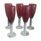 Lot 5 vintage ruby red glass flutes