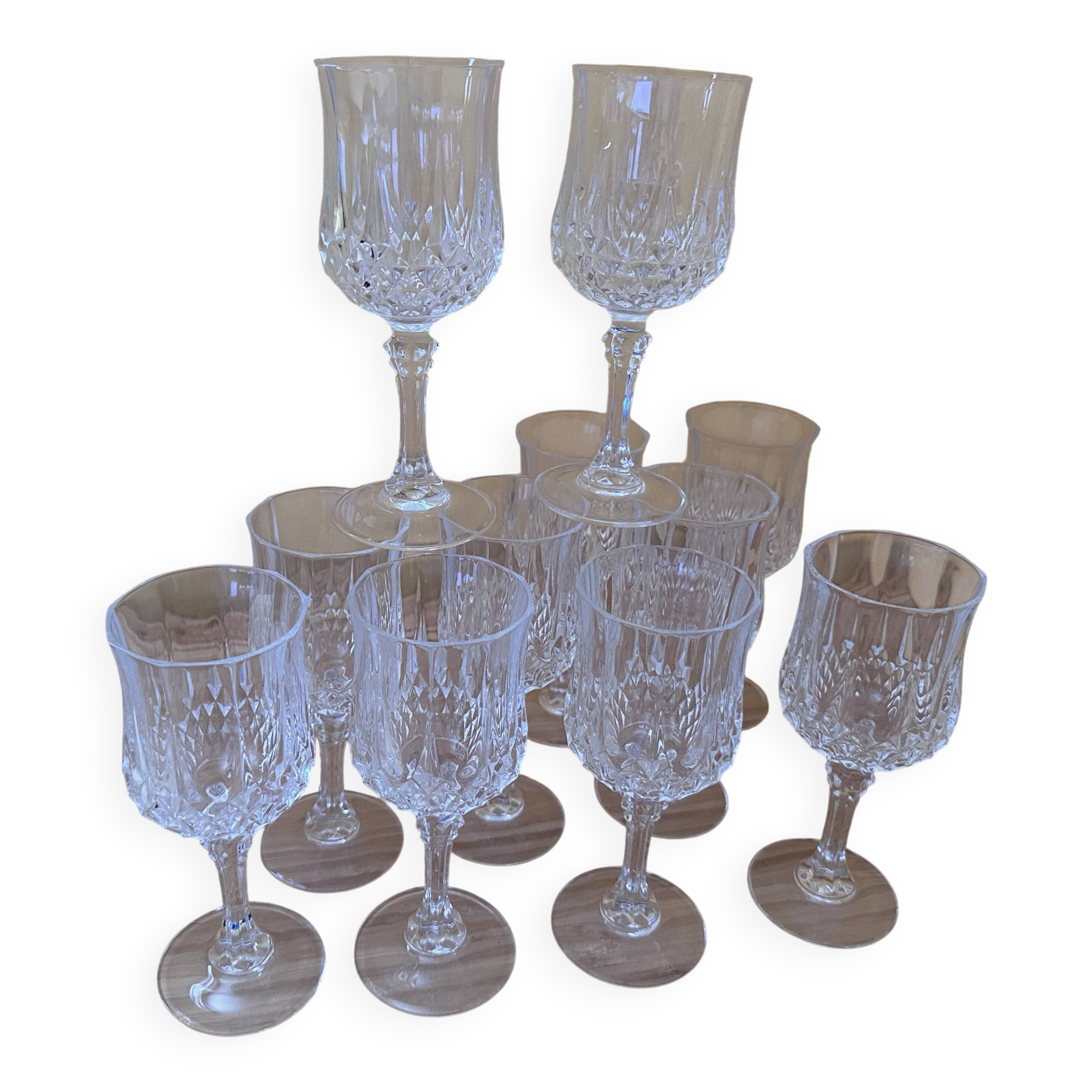 11 glasses 16 cl "Lonchamp" Cristal d'Arques Vintage