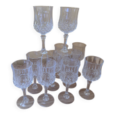 11 glasses 16 cl "Lonchamp" Cristal d'Arques Vintage