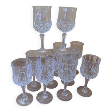 11 glasses 16 cl "Lonchamp" Cristal d'Arques Vintage