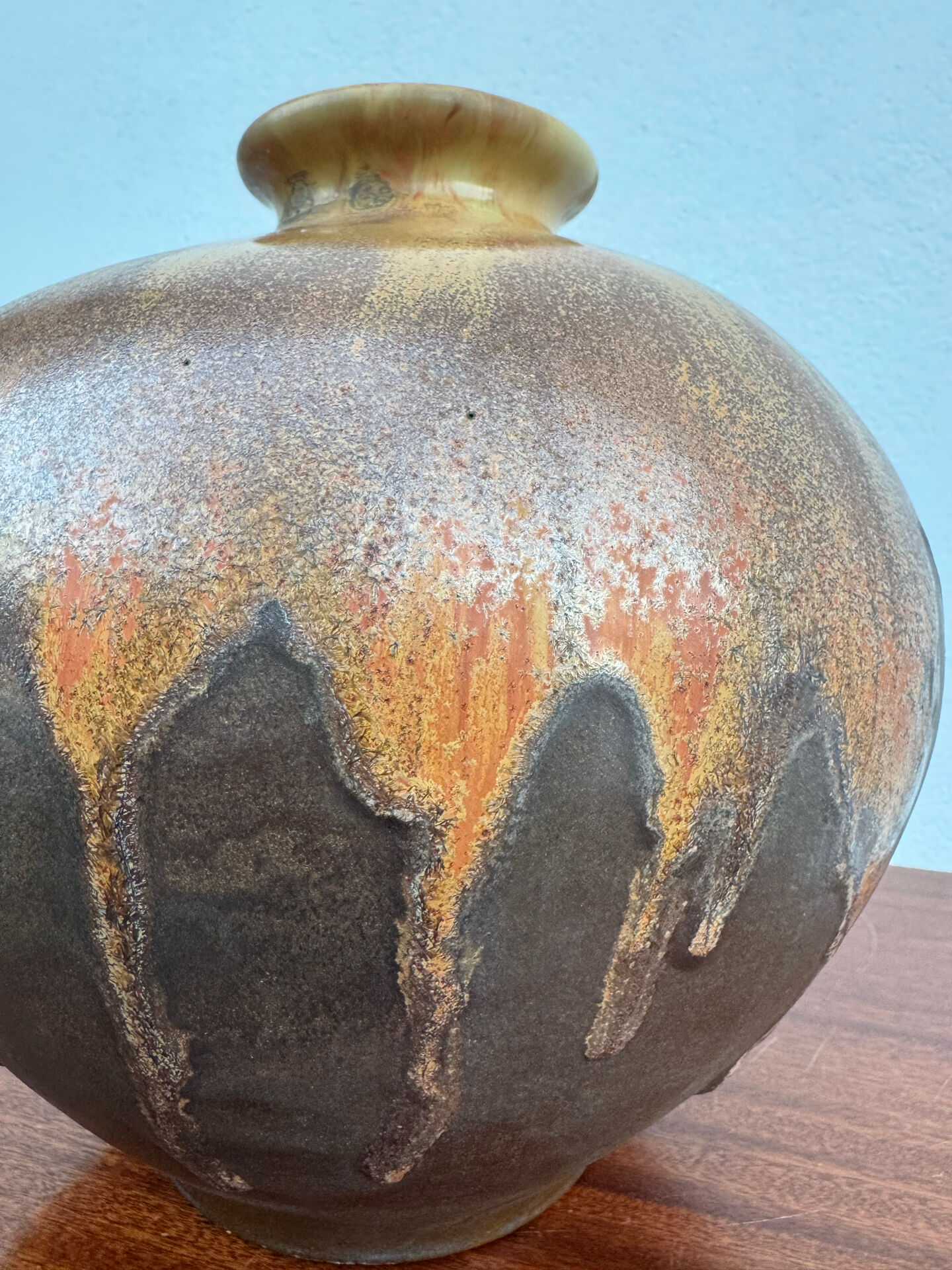 Large flared stoneware vase Art Deco