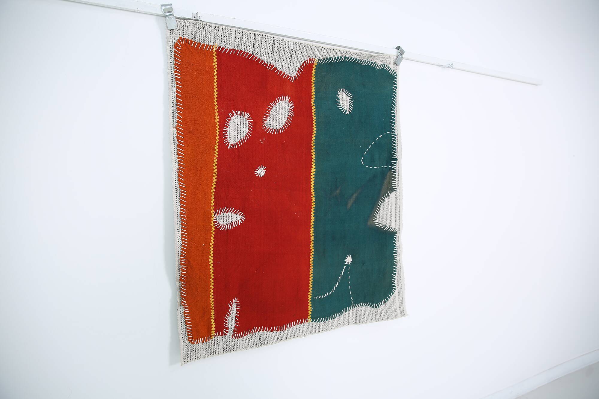 Emerald Green Handwoven Vintage Wall Hanging, Woven Wall Art, 105x123 Cm