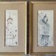 Painting pair of original pen ink seen by blois jean oudin
