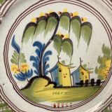 Nevers, earthenware dish willow decoration and eighteenth century pagodas