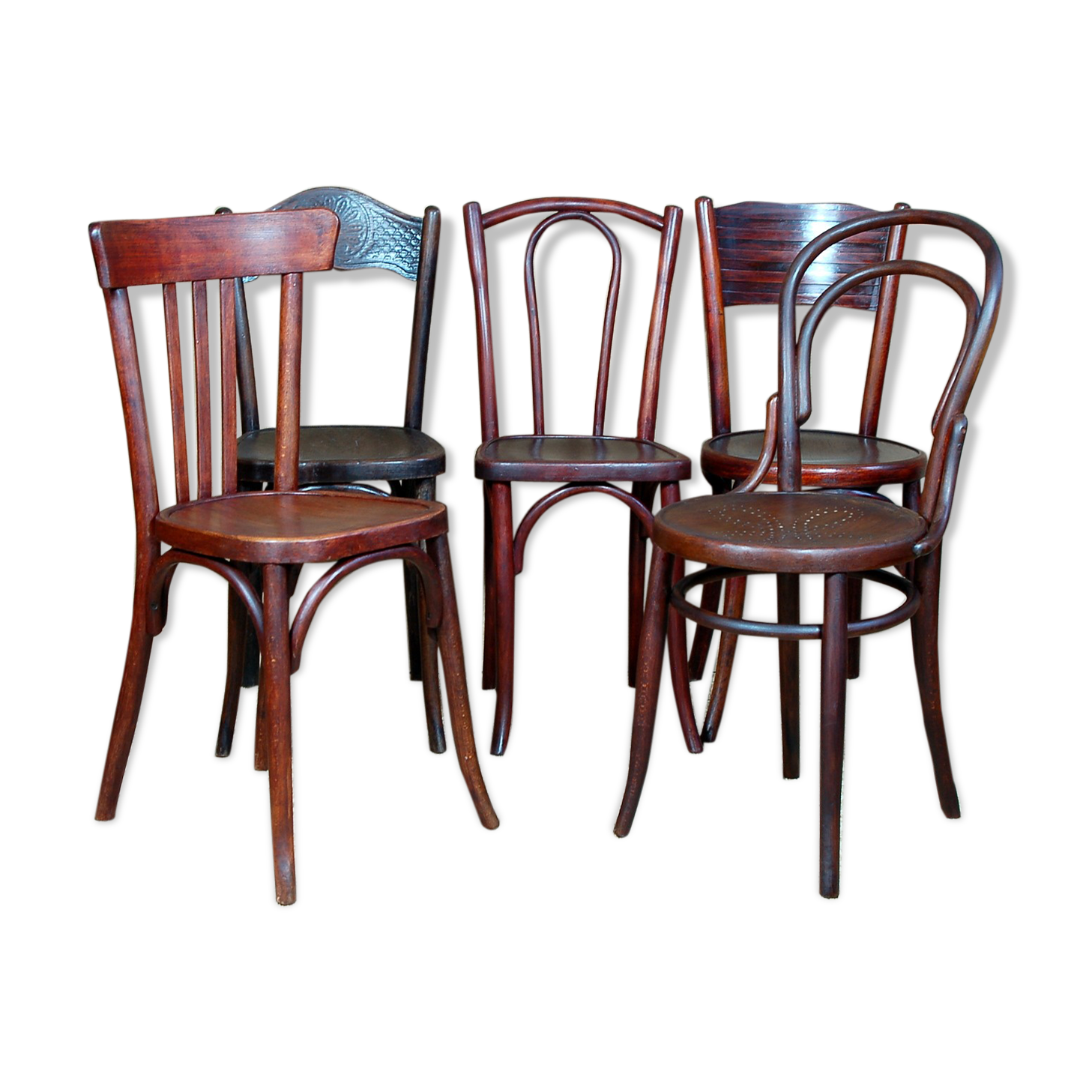 Lot 5 chairs bistro 20s Kohn, Baumann, Japy.