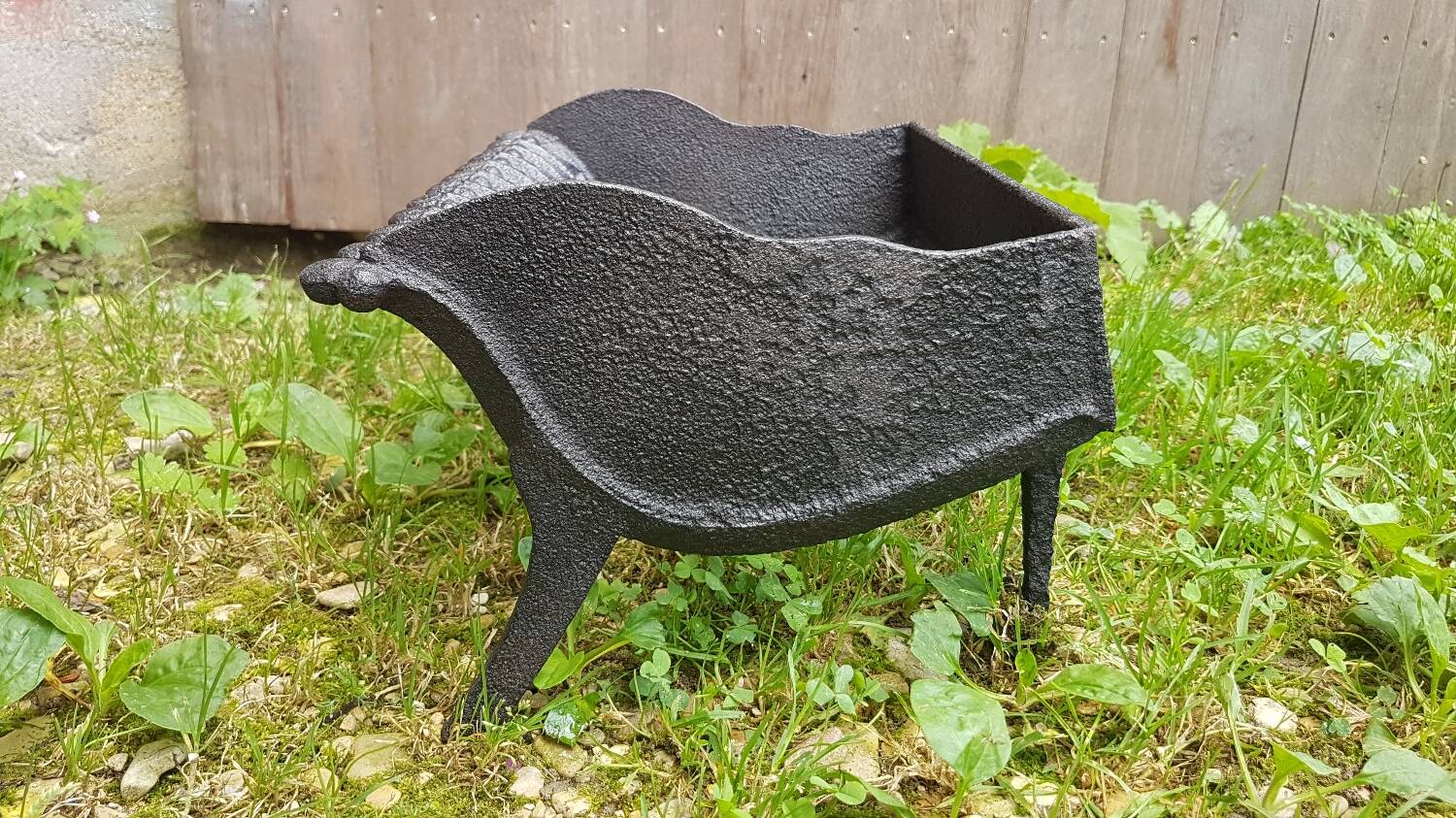 Old vintage black cast iron fireplace