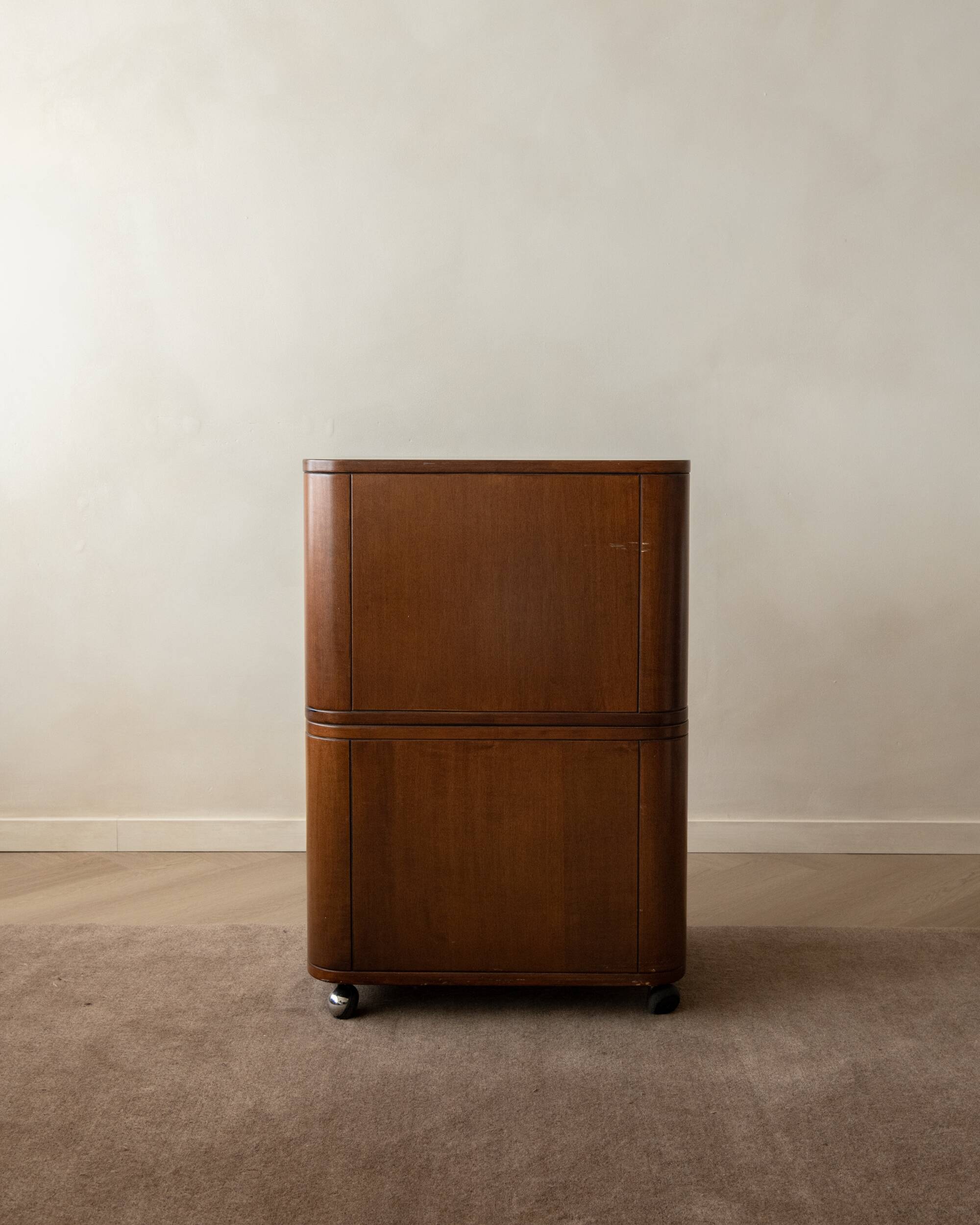 Art Deco Italian Wood Cabinet With Chrome Details, 1930s