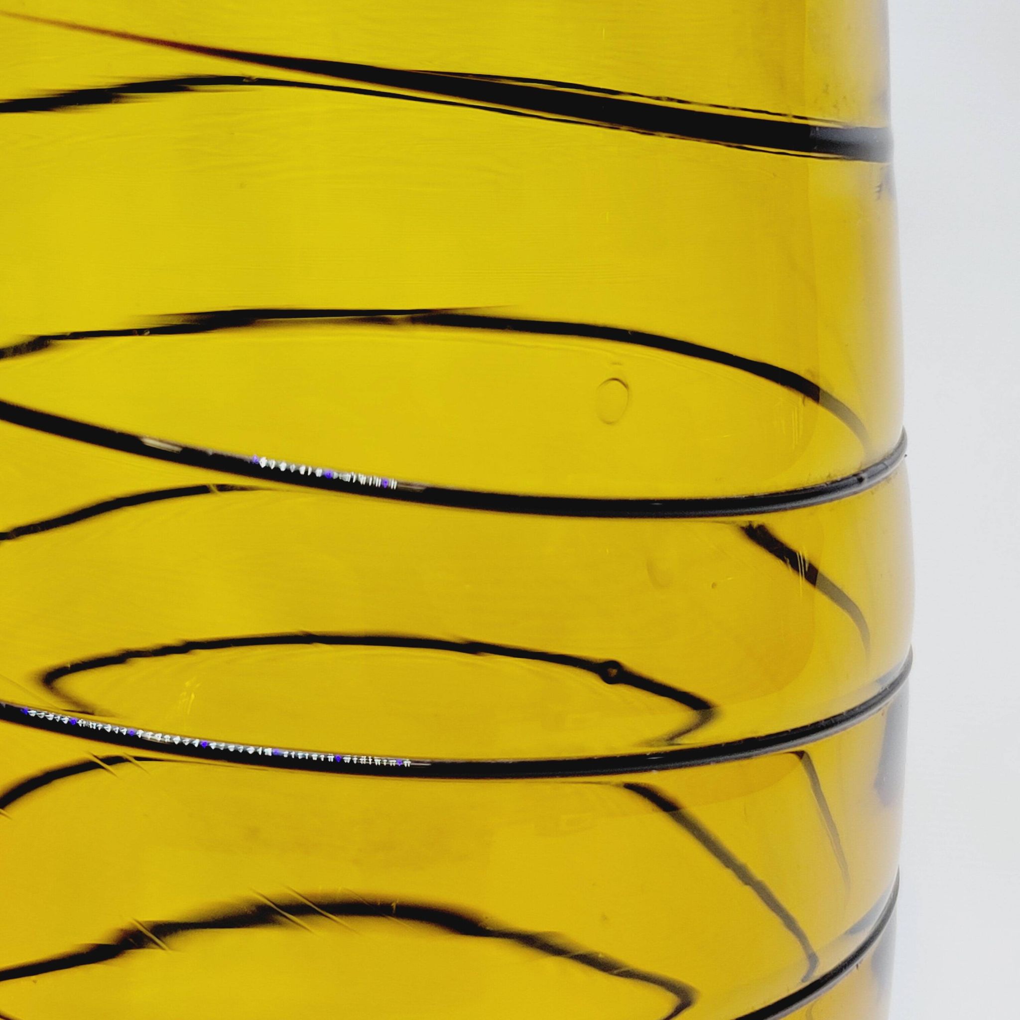Vintage Murano Vase Mid Century Blown Glass Yellow Brown Spiral Style Ve