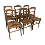 Set of 6 old straw chairs