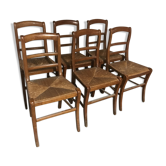 Set of 6 old straw chairs