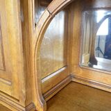 Art Nouveau oak buffet and dinanderie panels, circa 1910