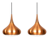 Paire de 2 lampes suspendues vintage danoises Orient par Jo Hammerborg Fog og Morup