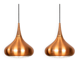 Pair of 2 Danish vintage pendant lamps Orient by Jo Hammerborg Fog og Morup