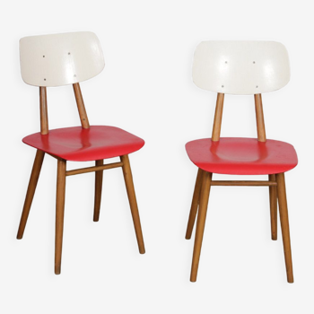 Pair of vintage wooden chairs produced by Ton, 1960