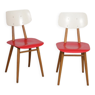 Pair of vintage wooden chairs produced by Ton, 1960
