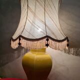 Lamp asia pedestal wood lampshade cotton mottled with wooden bead 70x40