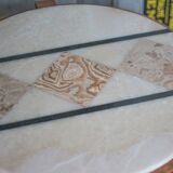 Art Deco wooden coffee table, marble top living room table, side table.