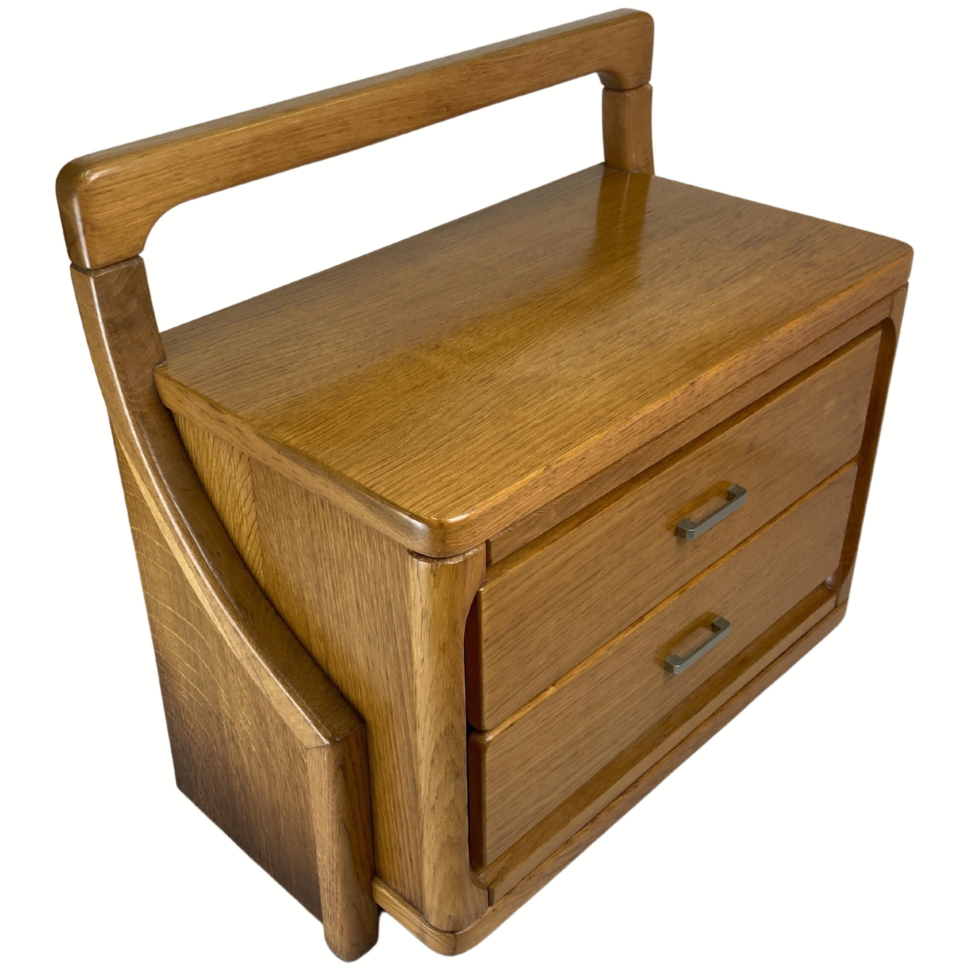 Danish scandinavian oak curved free form night stands or side tables, 1970s