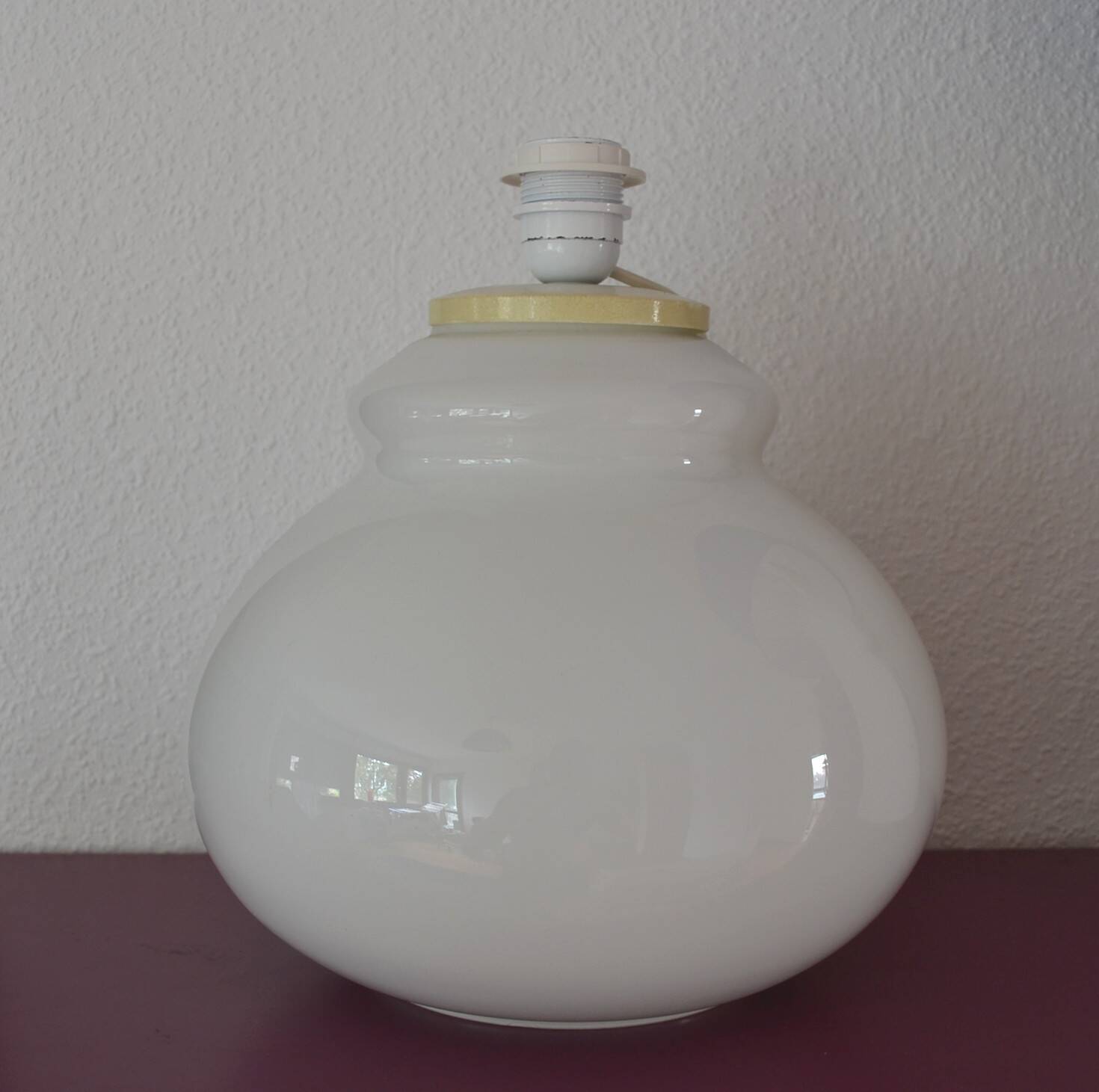 Pausa floor lamp - white opaline and vintage fabric 70's