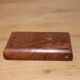 Vintage folding cigarette case in carved wood – golden floral decoration – oriental style