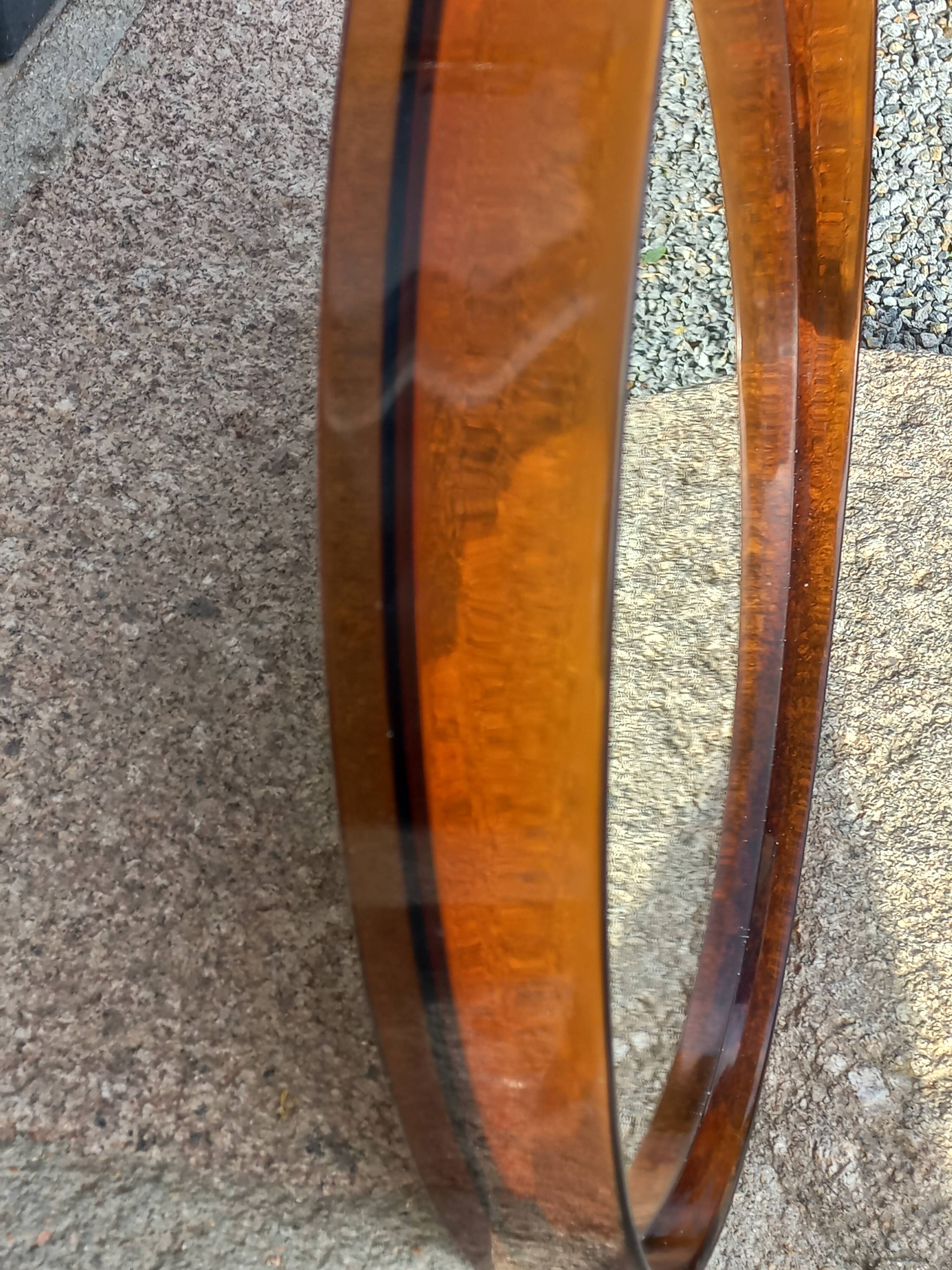 Syla round cap mirror from the 70s in smoked amber plexi
