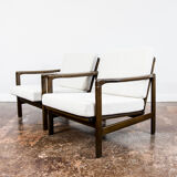Pair of Restored White Grey B-7522 armchairs by Zenon Bączyk, 1960’s