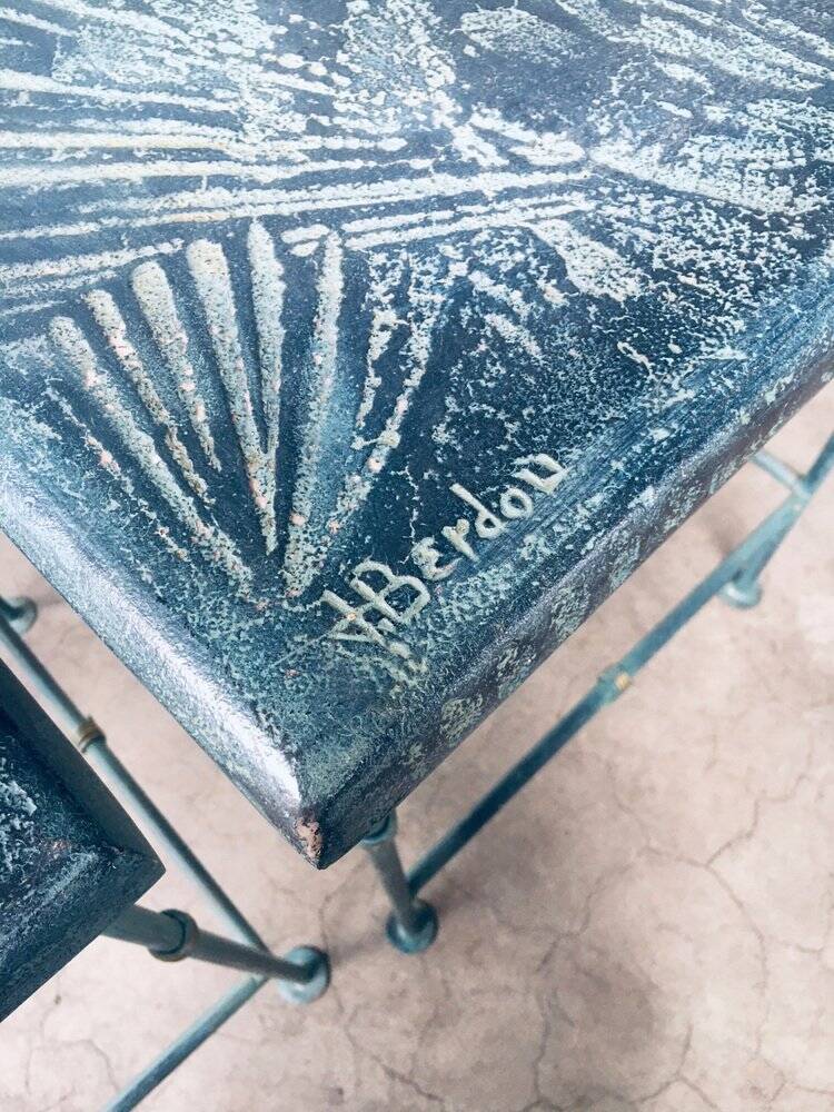 Postmodern Handmade Nesting Table Set by J. Berdou, France, 1980s, Set of 2