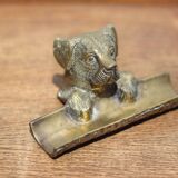Vintage Dog Head Bronze Pen Holder
