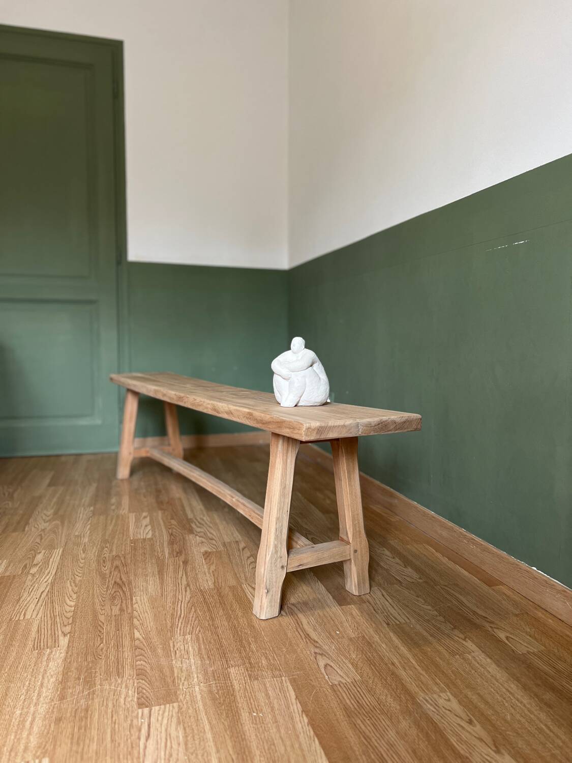 Solid wood farmhouse bench