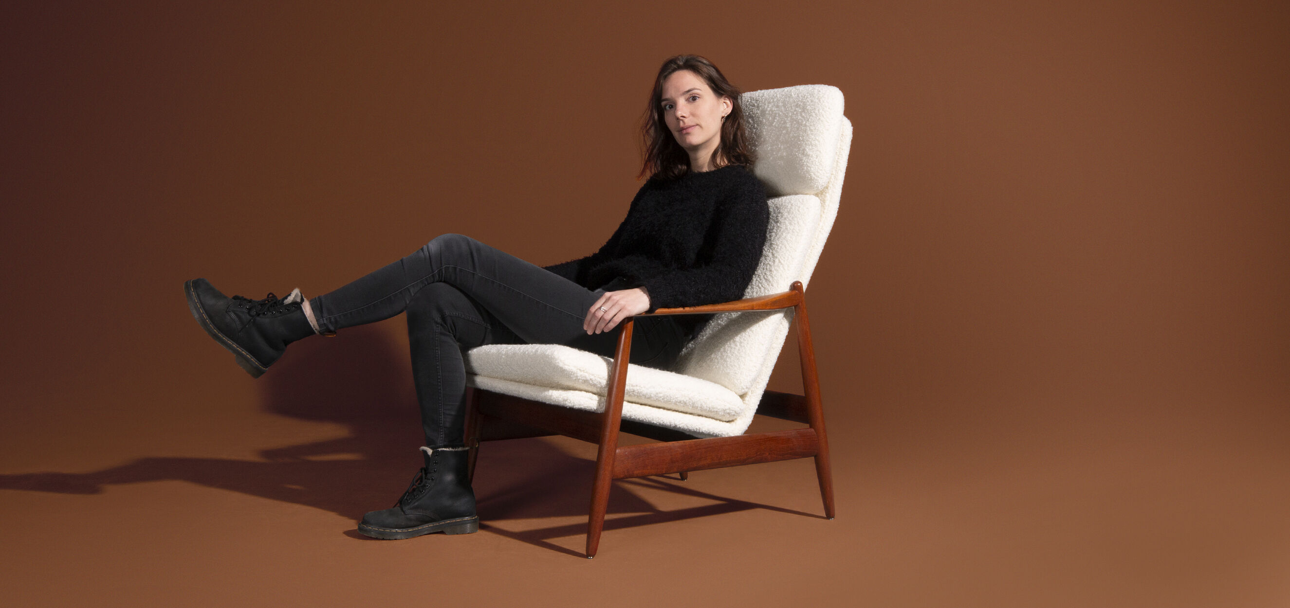 Poul Volther armchair and ottoman by Frem Røjlen