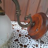 Gooseneck wall lamp fringed globe art deco