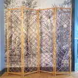 Vintage 4-panel rattan screen