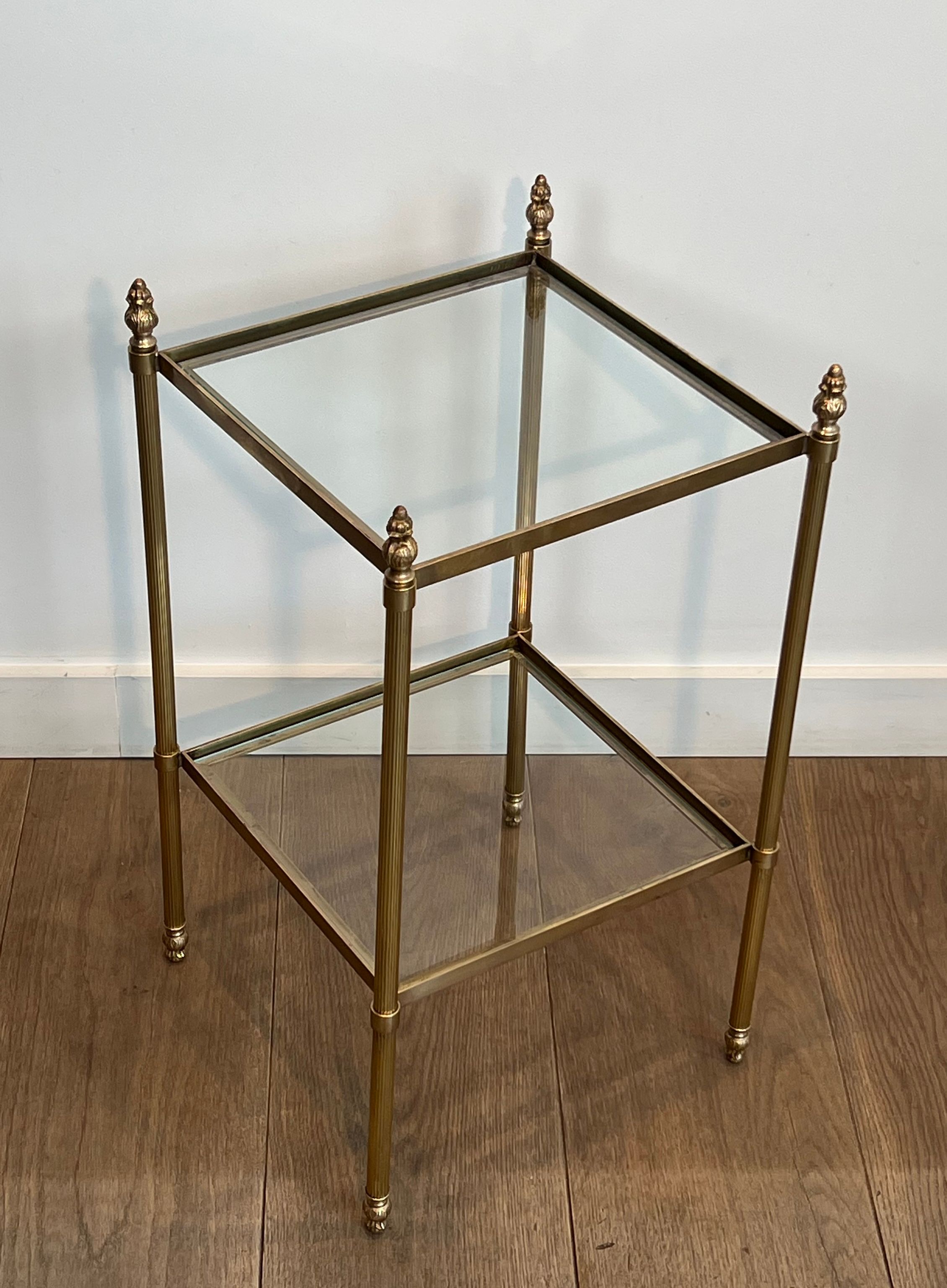 Pair of brass side tables attributed to Maison Jansen