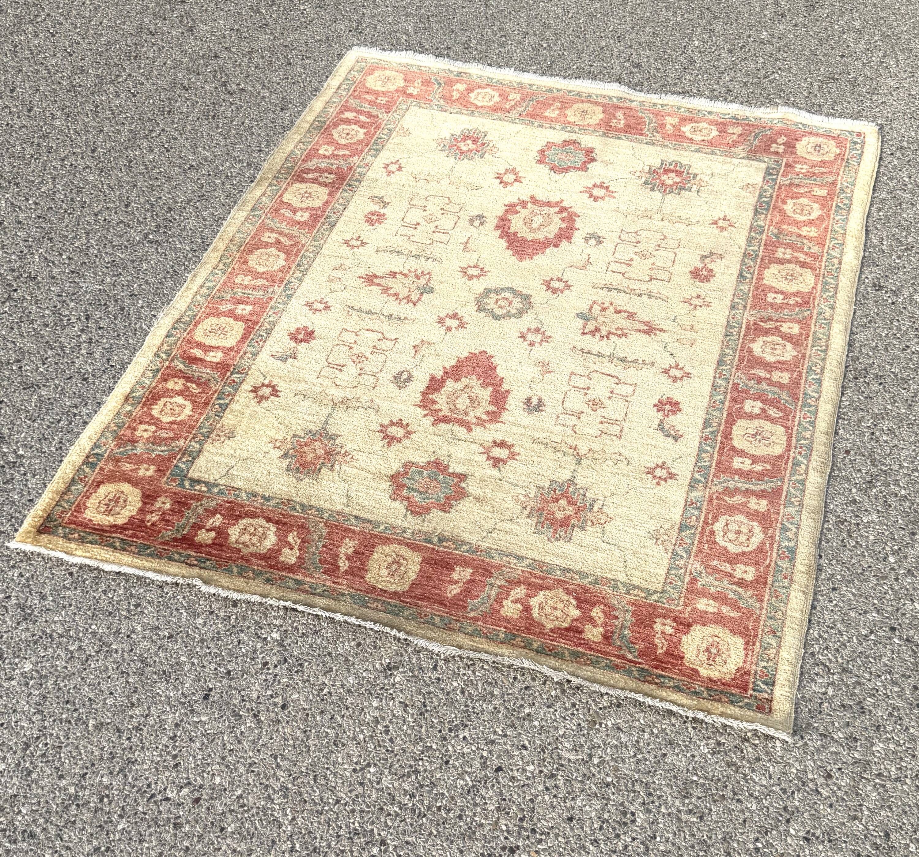 Vintage Afghan Chobi Ziegler hand-knotted rug: 193 x 154 cm