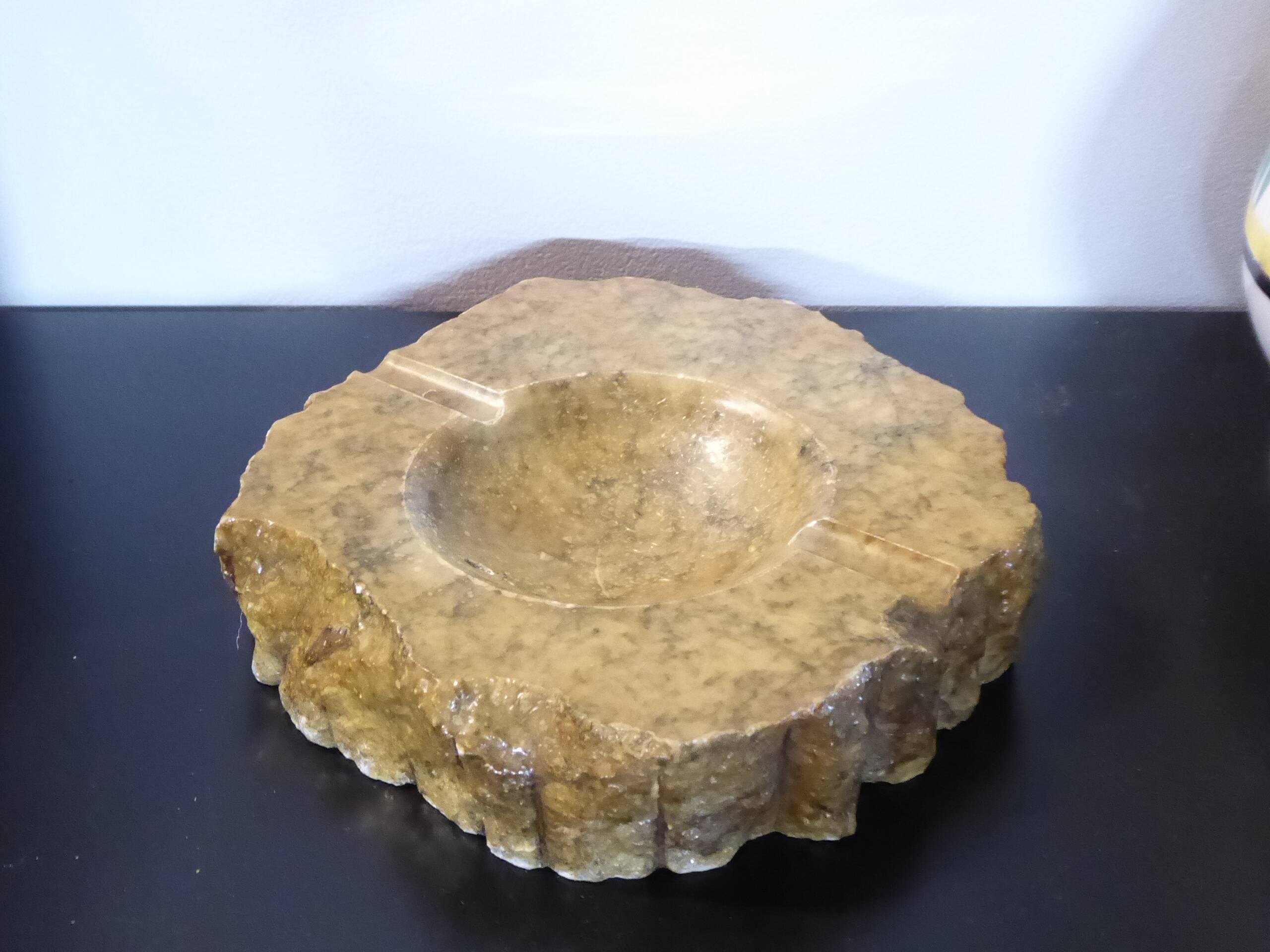 Imposing vintage alabaster ashtray