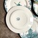 6 flat plates no. 4 Salins in iron earth, "Delft" service