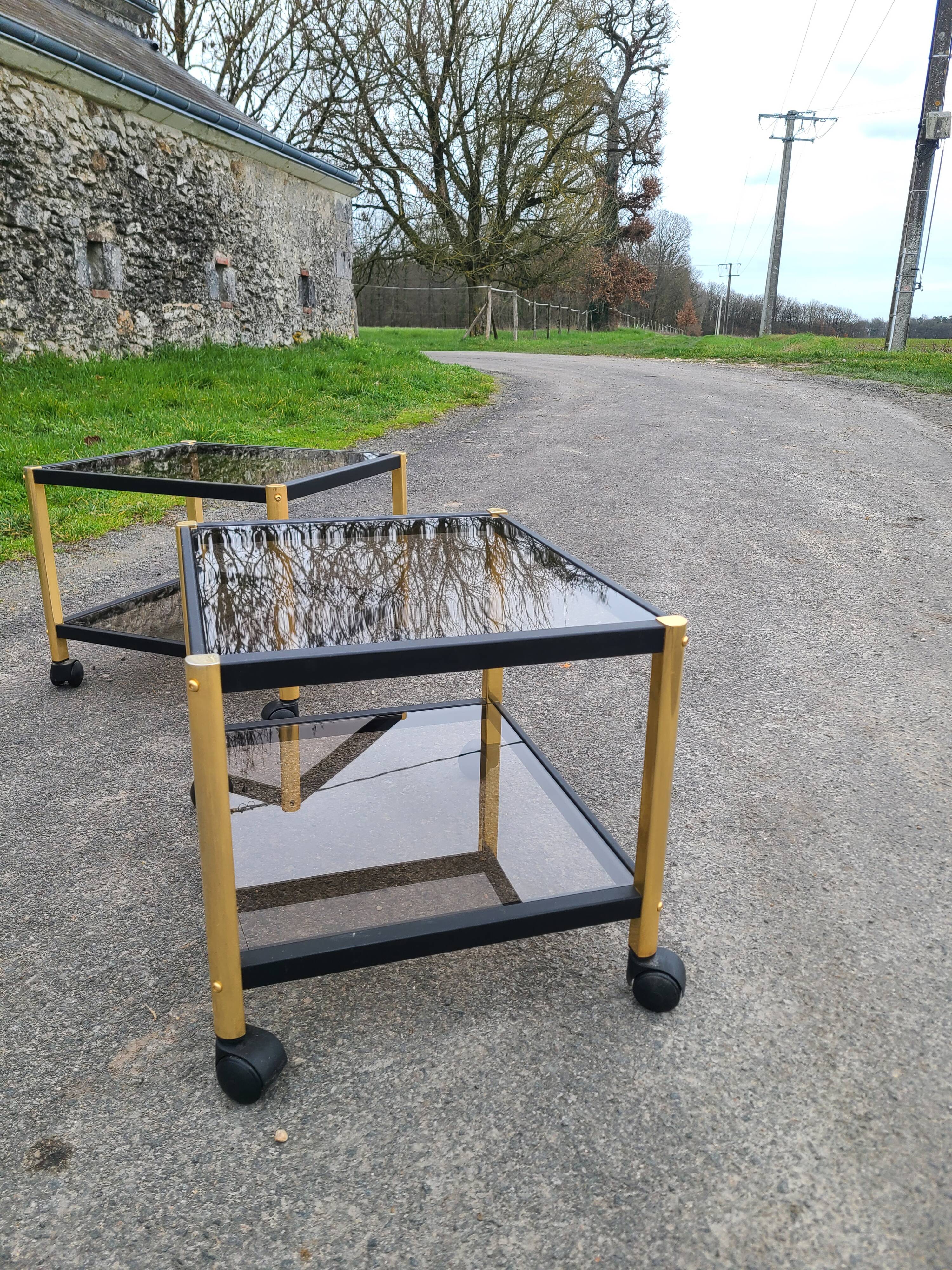 Coffee table golden black and Erard smoked glass