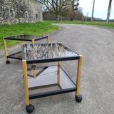 Coffee table golden black and Erard smoked glass