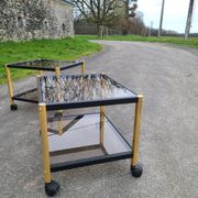 Coffee table golden black and Erard smoked glass