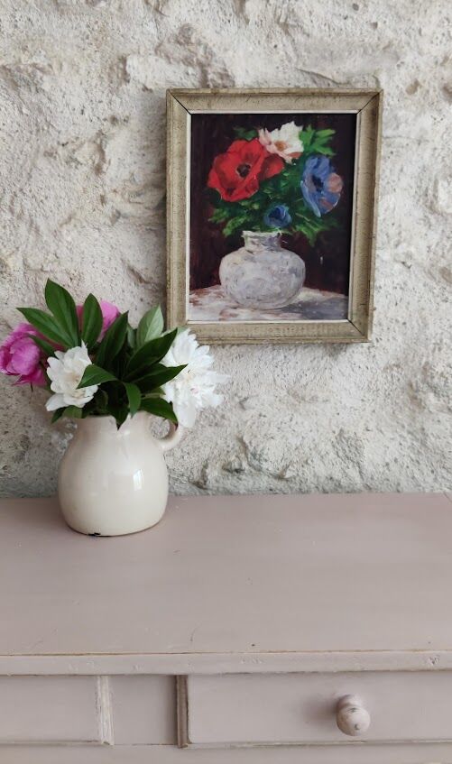 Anemone painting on wood