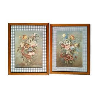 19th-century Gouaches Flower bouquets