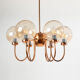 Chandelier in patinated copper and bubble glass produced by elmed, poland, 1970s