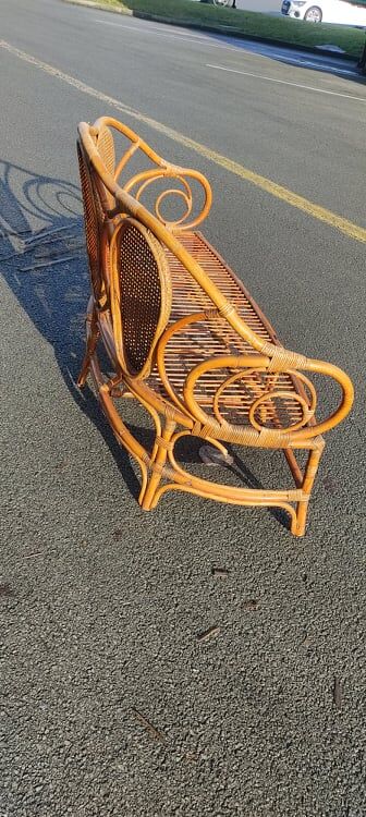 Rattan bench and cannage, vintage