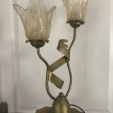 Lamp salerno 2 rods metal finish tulips in blown glass 52,5 cm