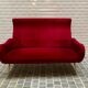 Fauteuil italien velours rouge avec pieds en laiton