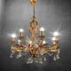 Italian Florentine Gold Gilded Murano Glass Chandelier