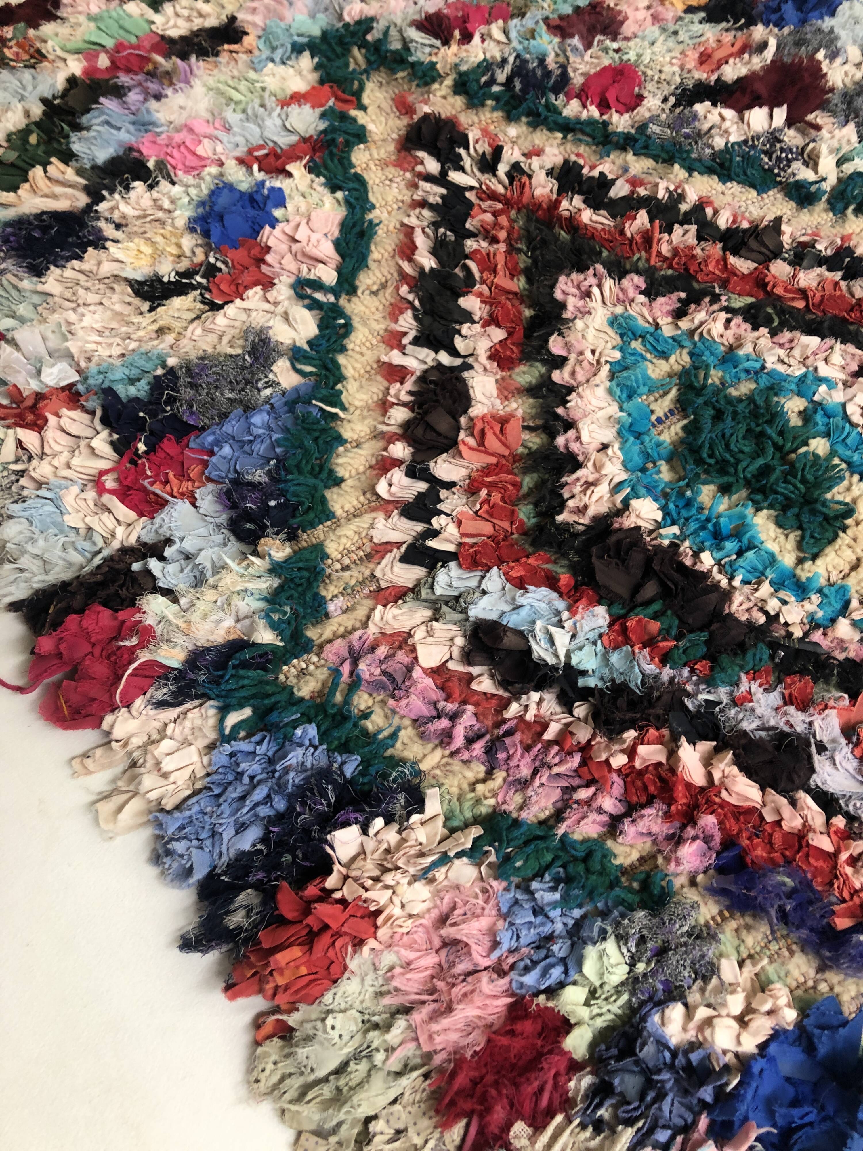 Moroccan Berber carpet Boucherouite 3.05x0.90m