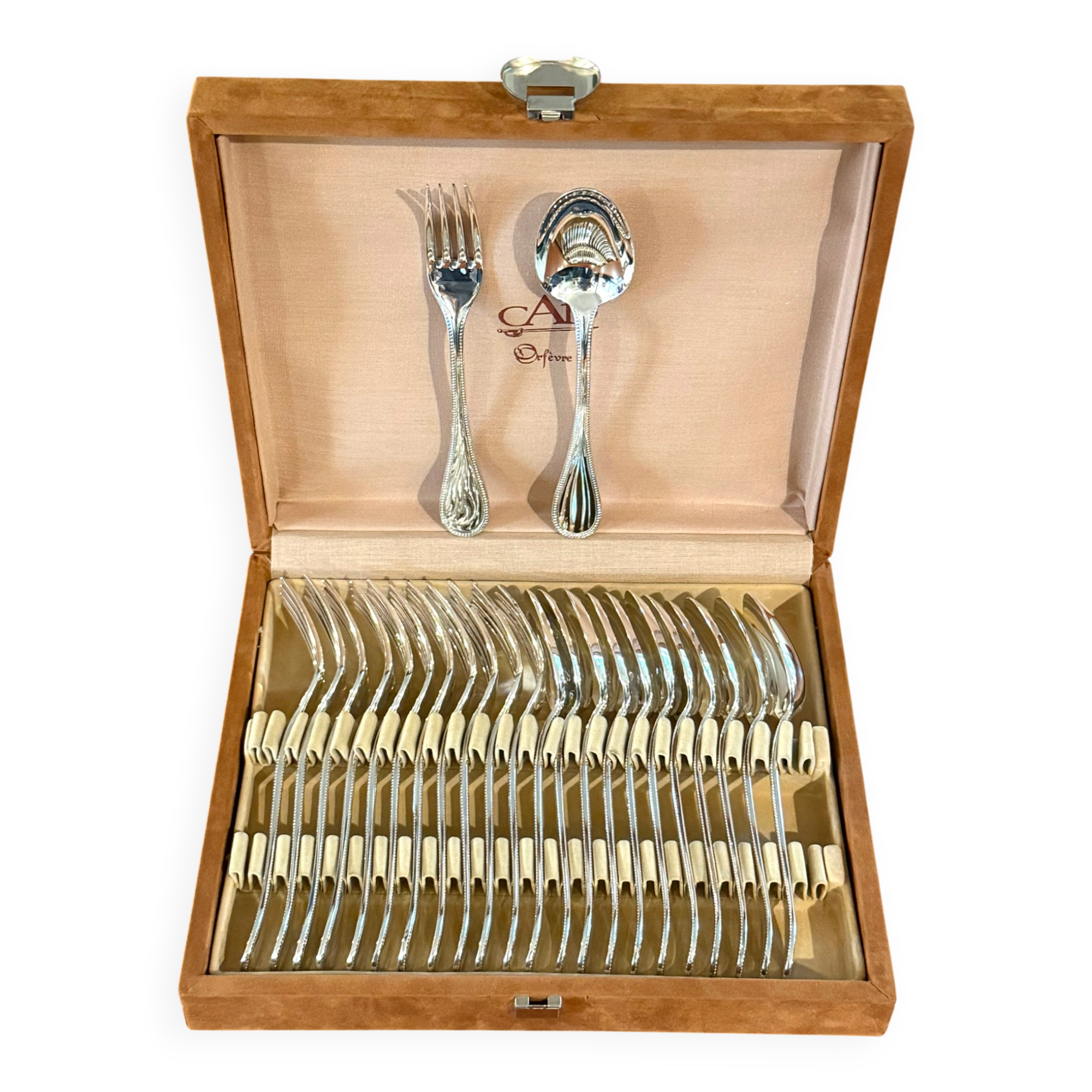Christofle pearls, dessert cutlery 12 forks 12 spoons 17cm