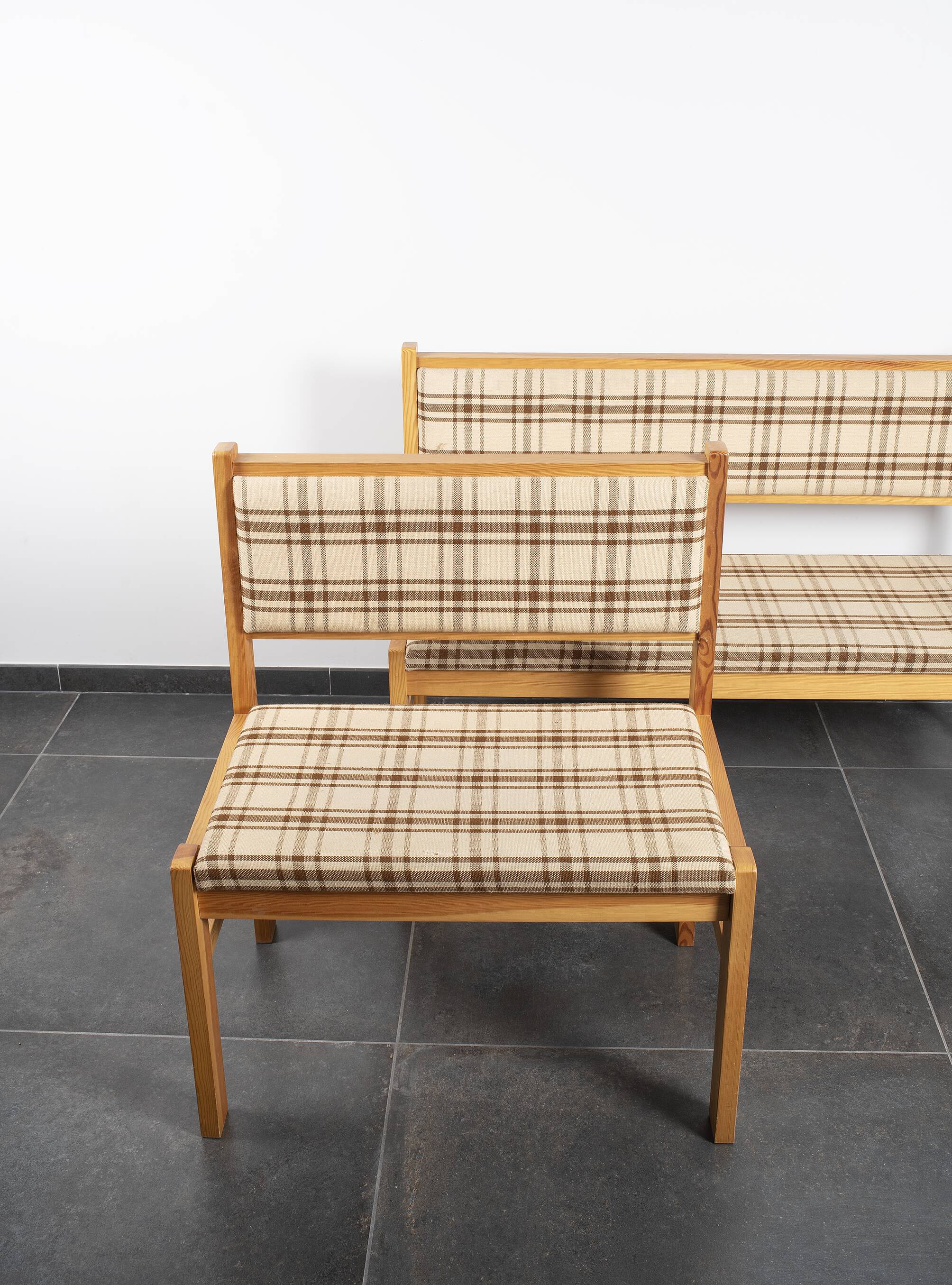 Pair of benches, corner benches, vintage