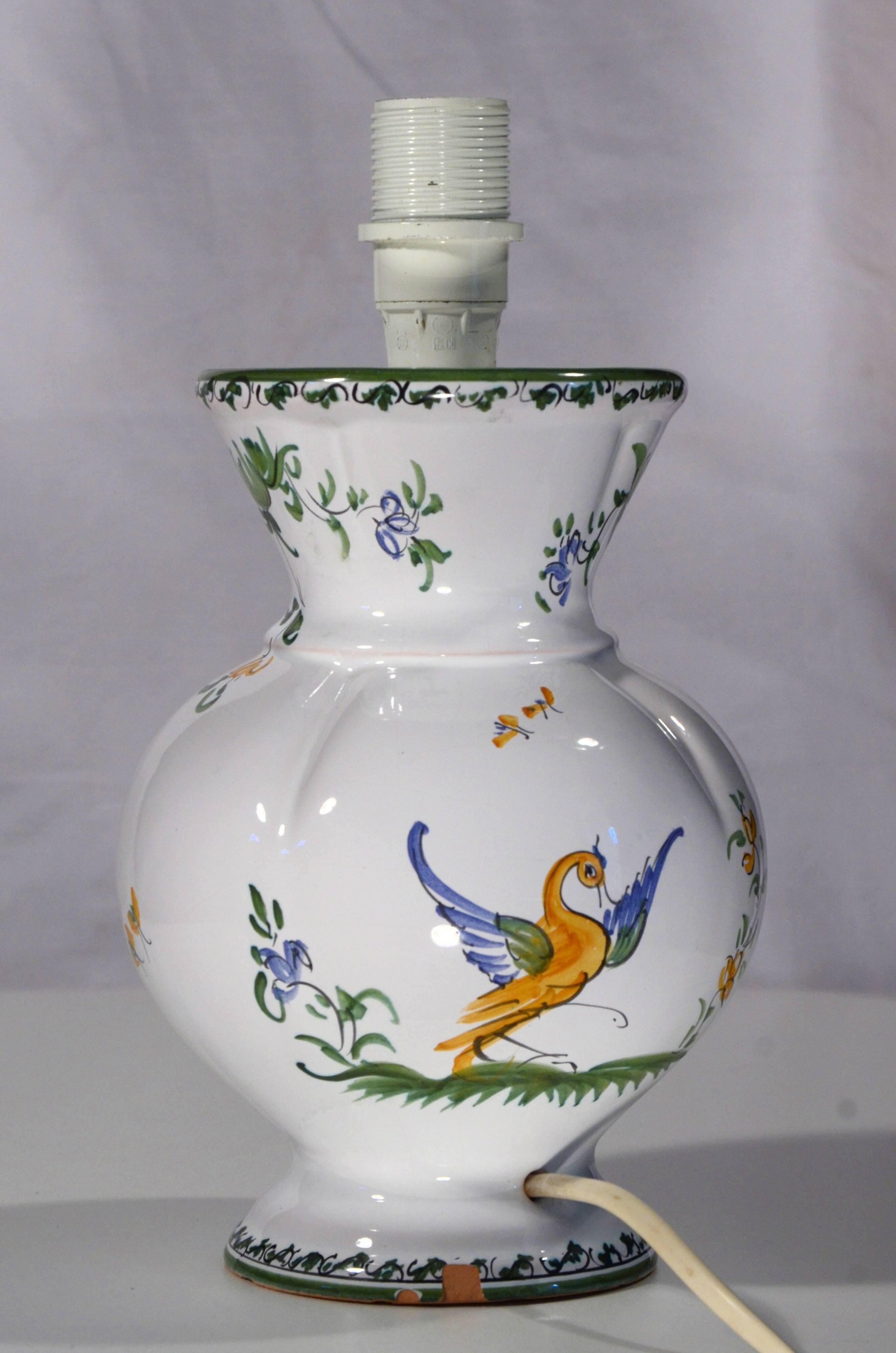Handcrafted lamp base in Moustiers faience, 13x18cm, Made in France